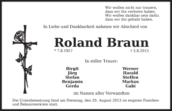 Traueranzeige von Roland Braun von Pegnitz-Zeitung